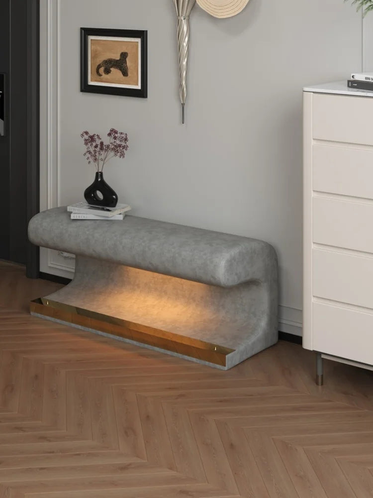 Velvet Padded Storage Bench With Buttons