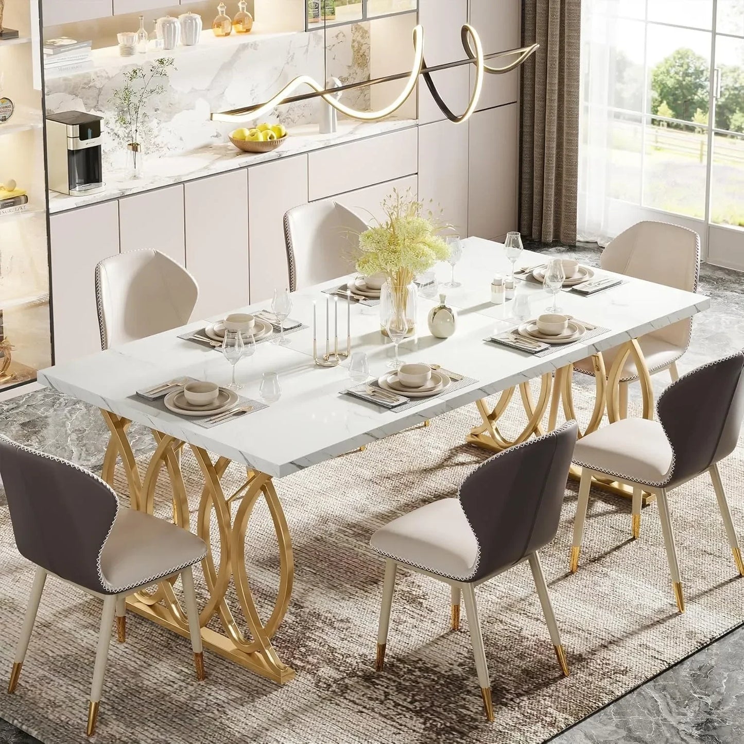 Unique Rectangular Dinner Table \ for 4-6 People