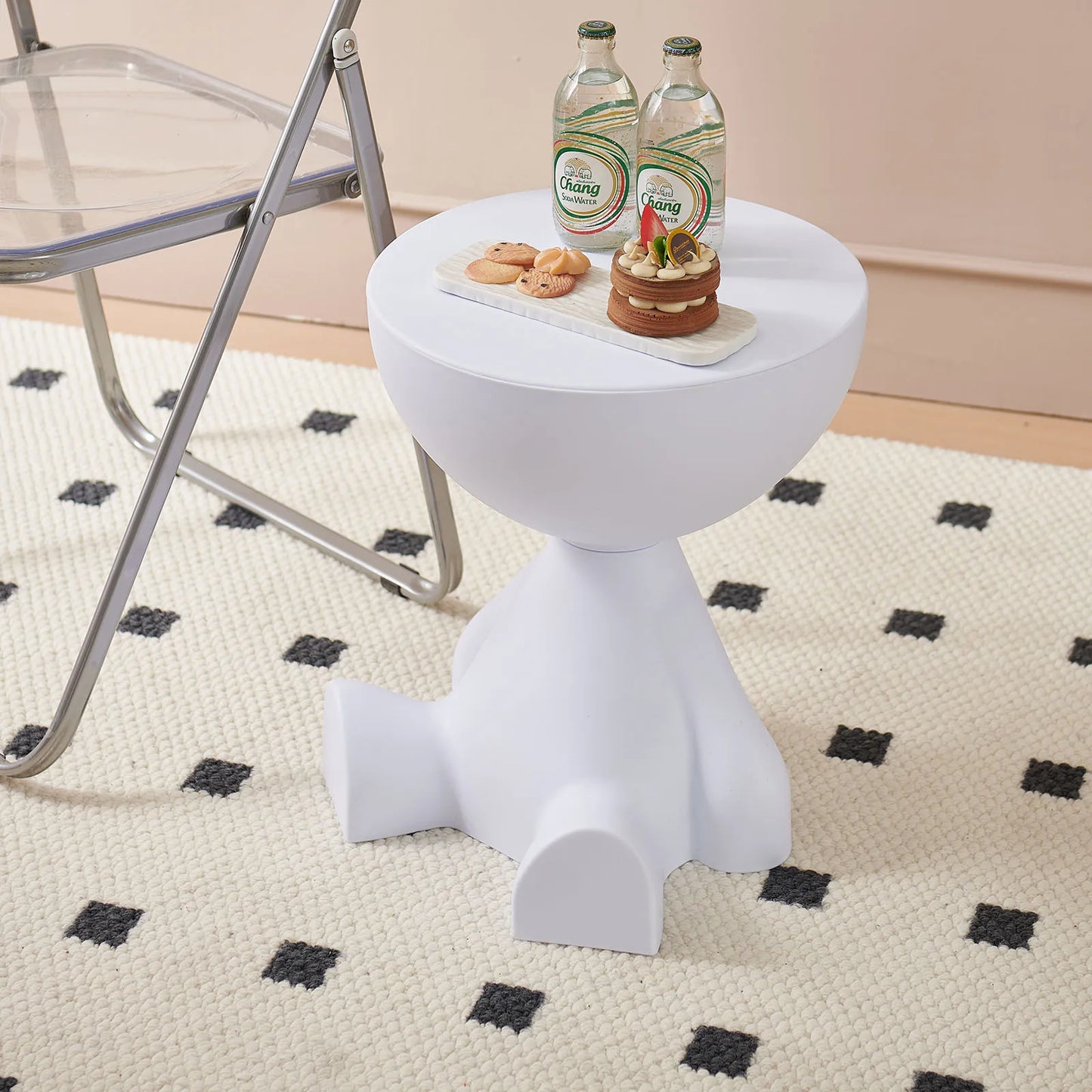 1pc Modern Round Coffee Table . Matte Finish