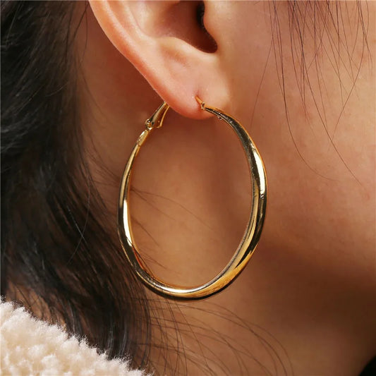 Women's Gold Color Large Hoop Earrings (one Pair)
