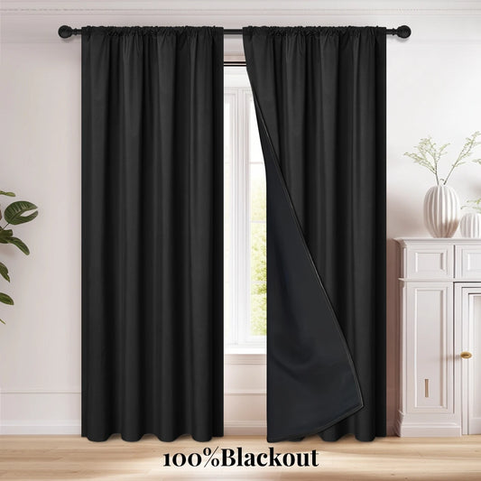 1pc 100% Blackout Curtain with Rod Pocket,