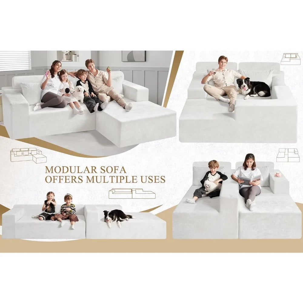 L-Shaped Modular Sofa Sectional . Comfortable Deep-Seated Couch,