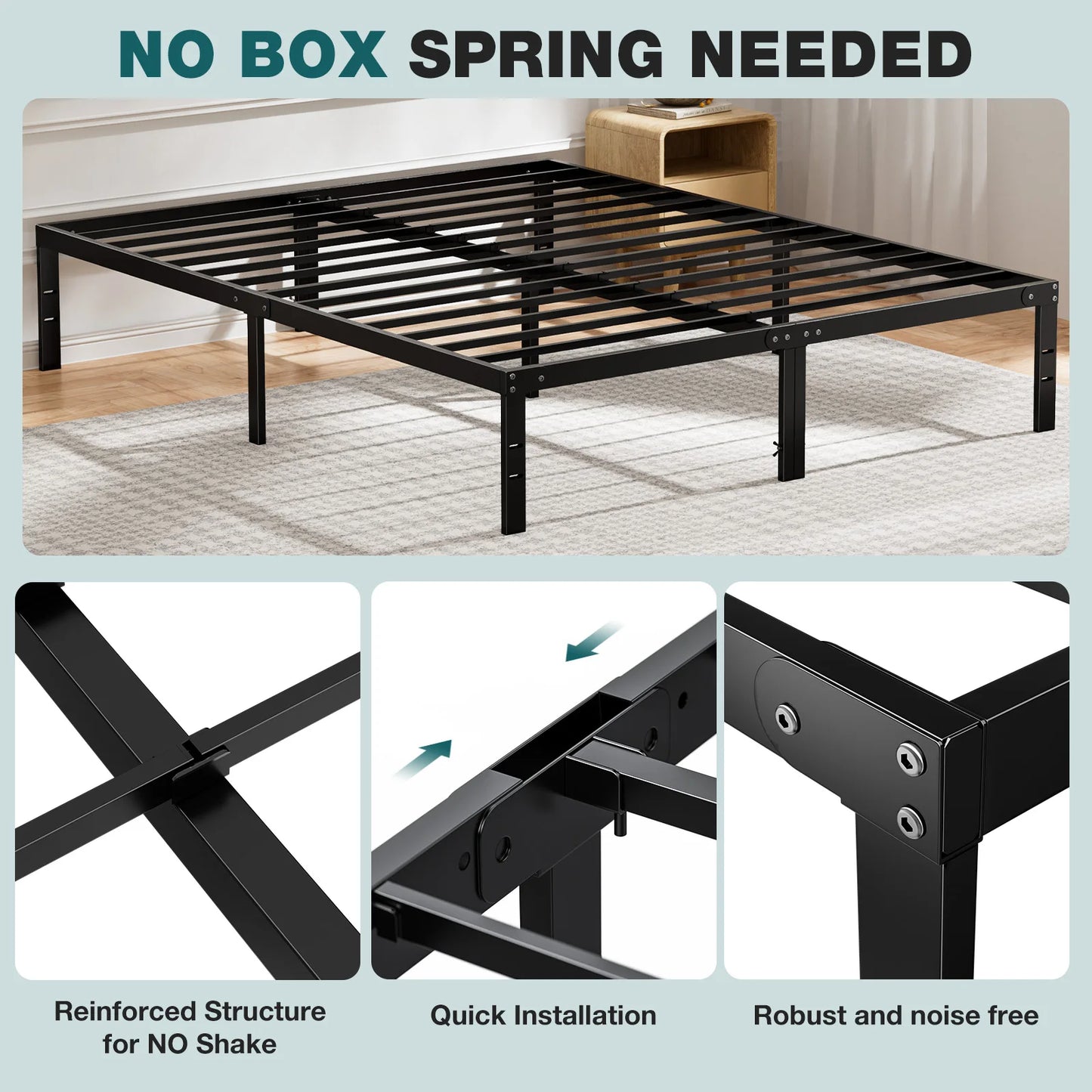 Metal Bed Frame, Twin/Full, Queen/King Size