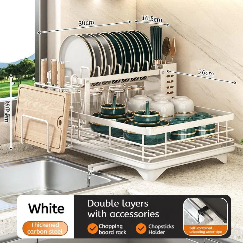 Stainless Steel Dish Drying Rack with Drainboard