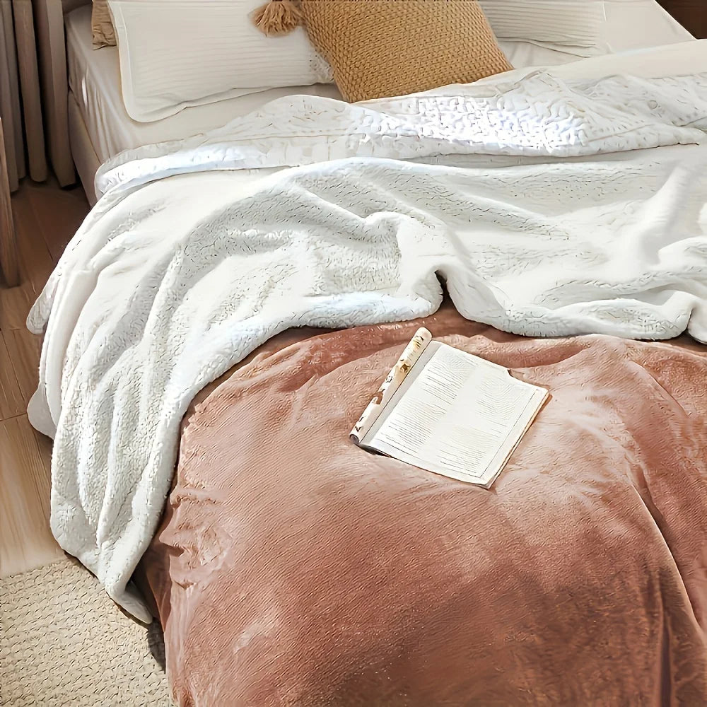Velvet Double Reversible Sherpa Fleece Throw 5Lbs