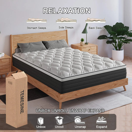 Gel Memory Foam Spring Mattress Twin Full King Queen , Medium Firm