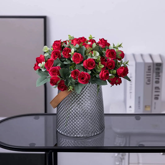 Silk Rose white Eucalyptus Peony Bouquet