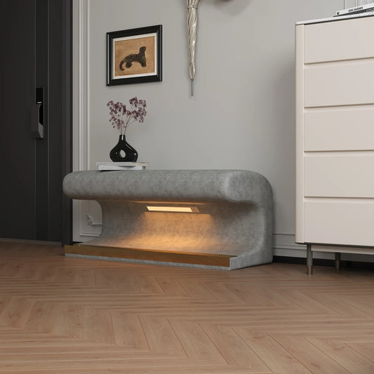 Velvet Padded Storage Bench With Buttons