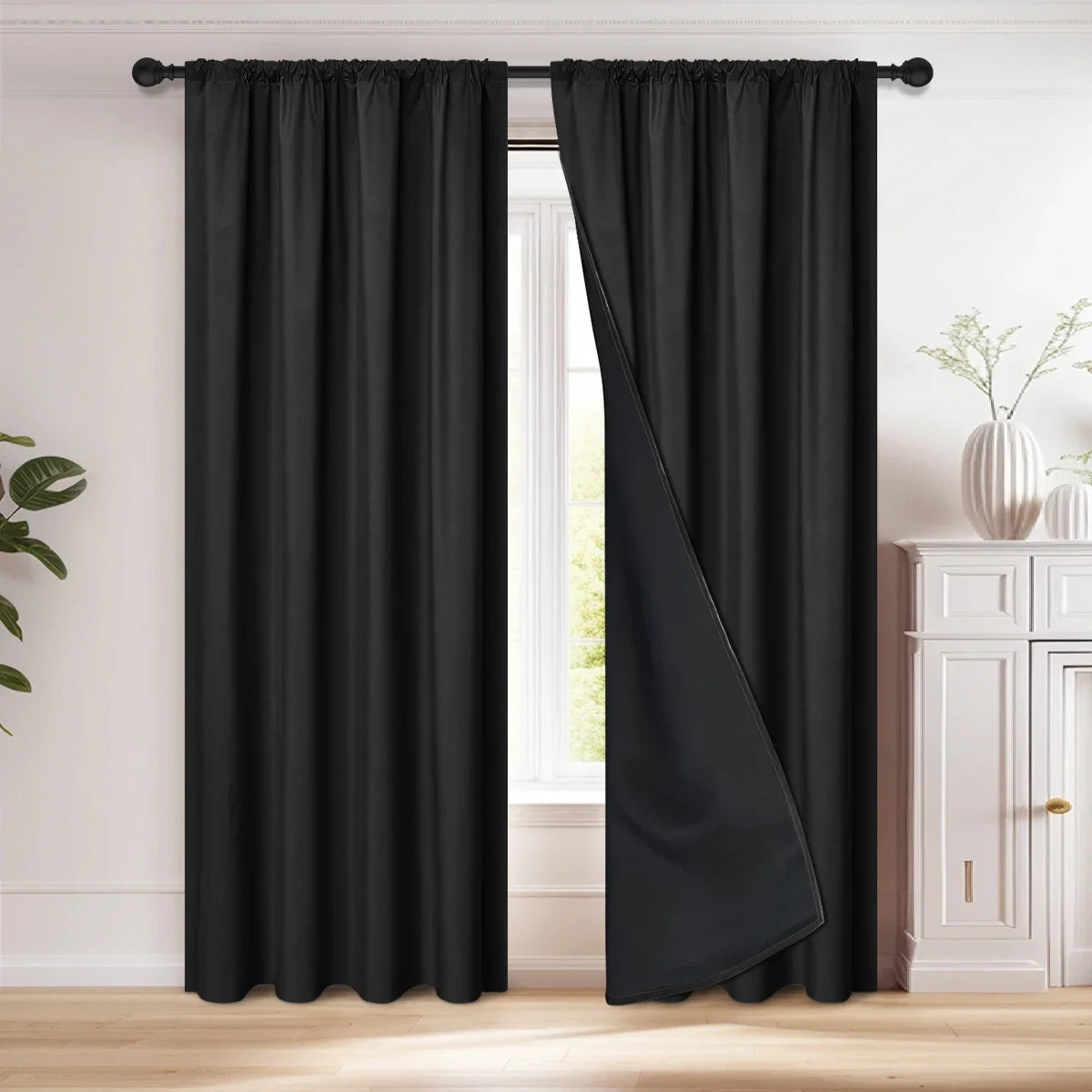 1pc 100% Blackout Curtain with Rod Pocket,