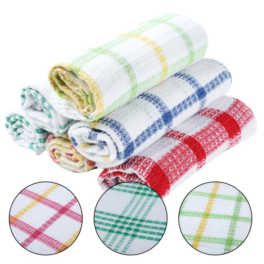 3/5/10/12pcs Plaid Kitchen Towels -