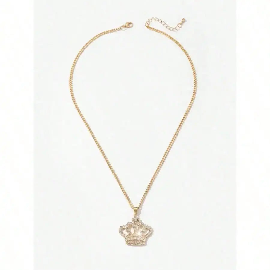 Fashionable Crown Shaped Pendant Necklace With Rhinestone