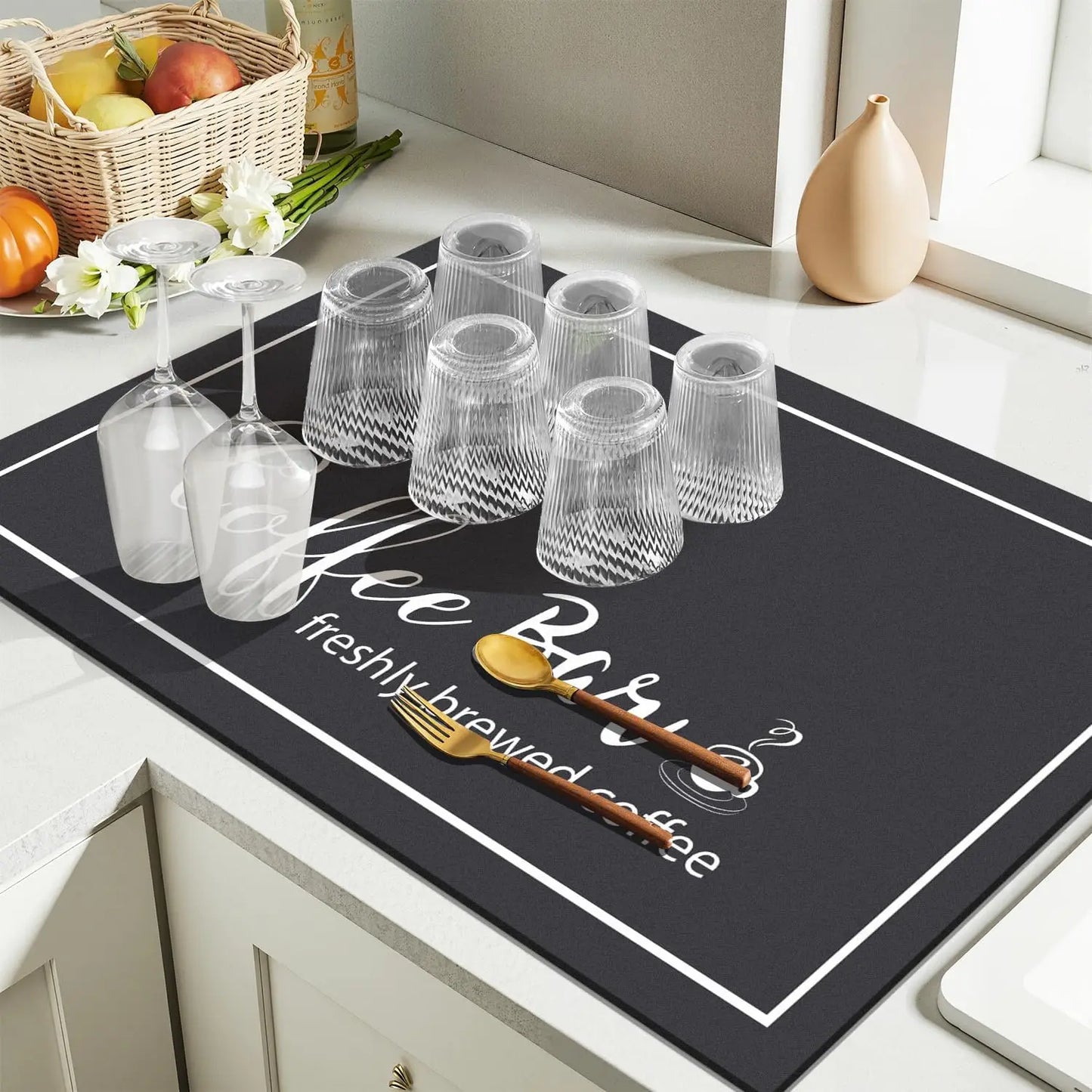 12"x 20 in" Dish Drying Absorbent & Cuttable Coffee Mat