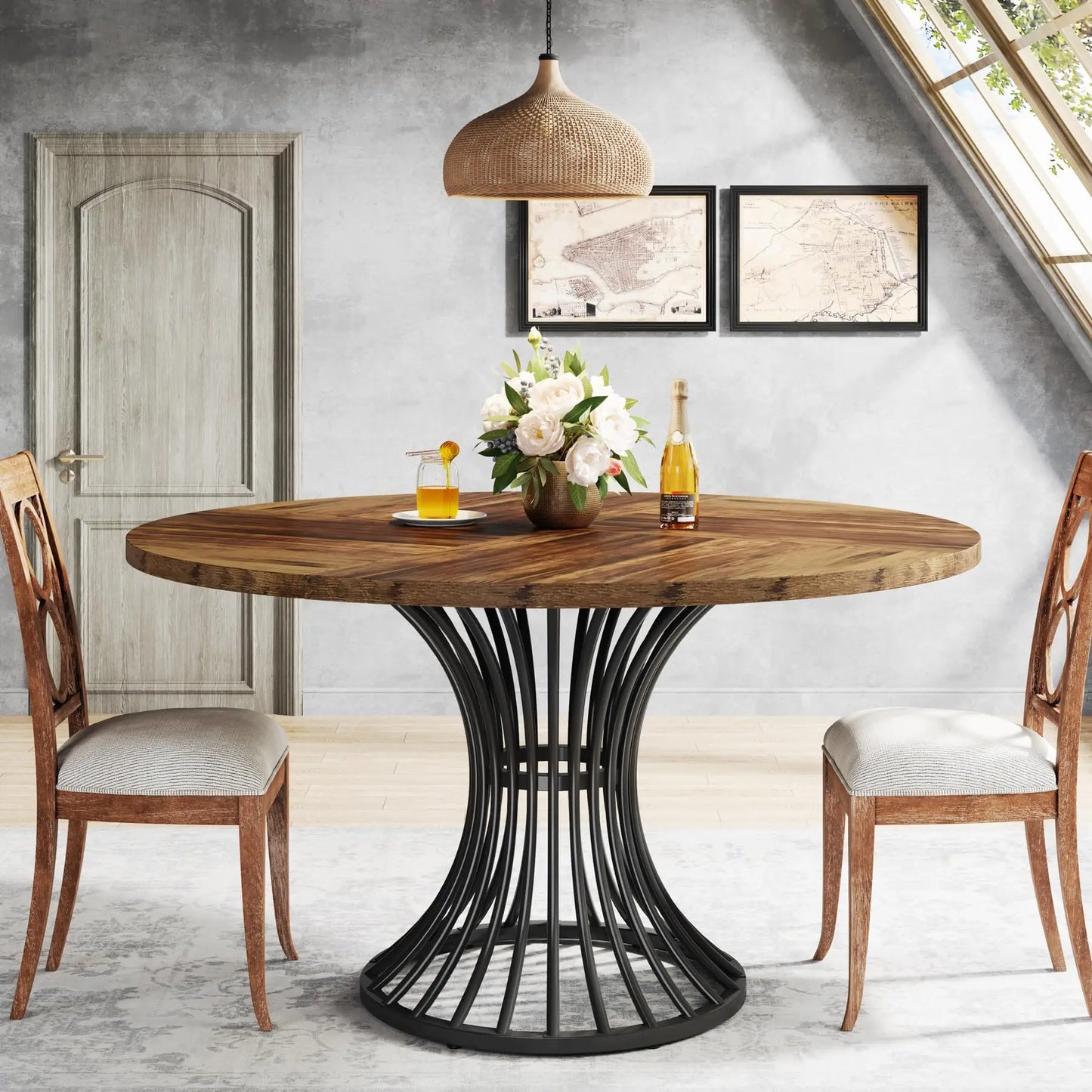 Tribesigns Round Dining Table for 4-6 People Dinner Table