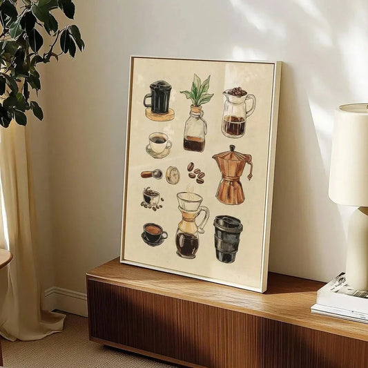 Unframed/Framed Coffee Chart Rustic Canvas Poster