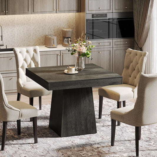 Square Dining Table with Sturdy Pedestal Base,