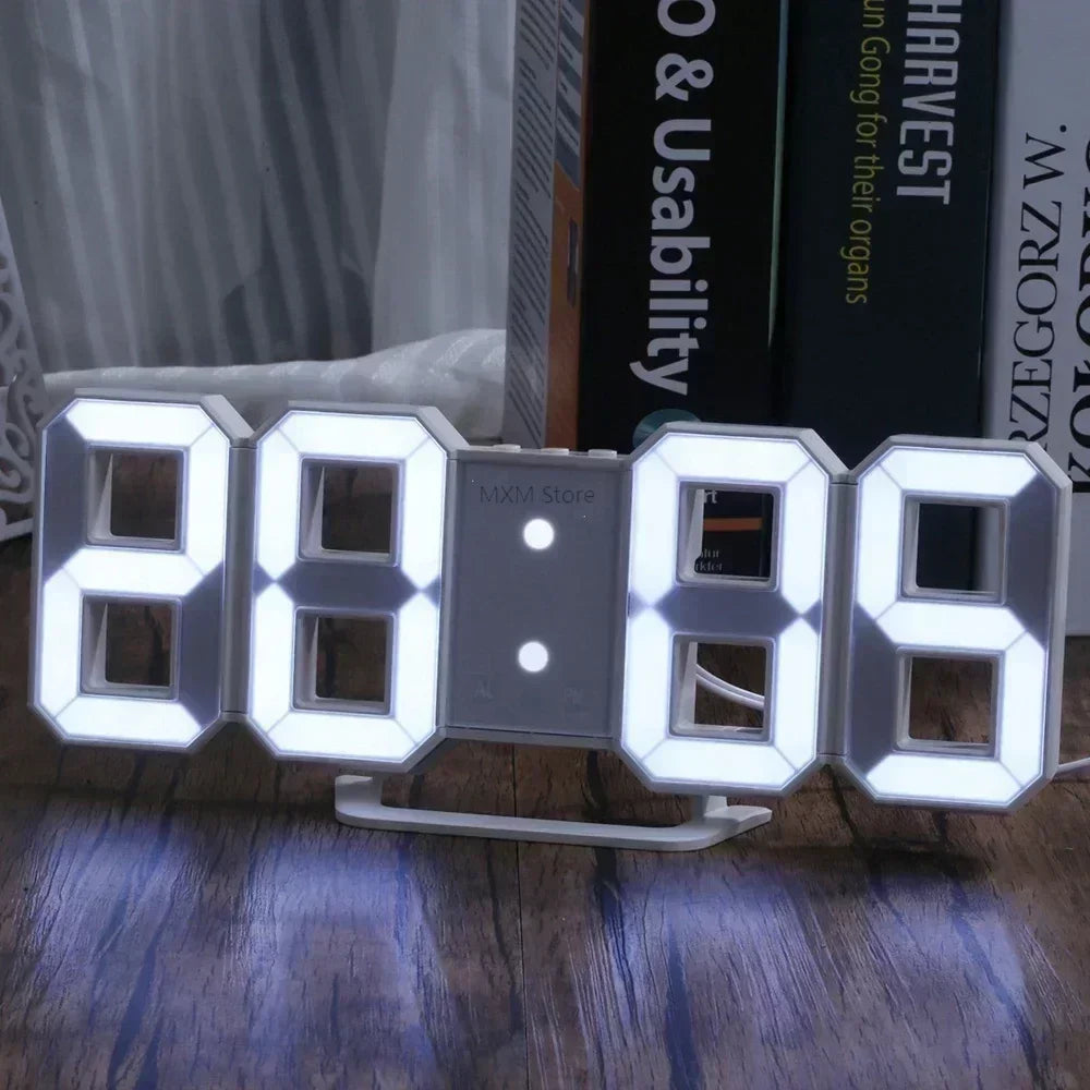 3D LED Digital Clock Wall Decoration Glow Night