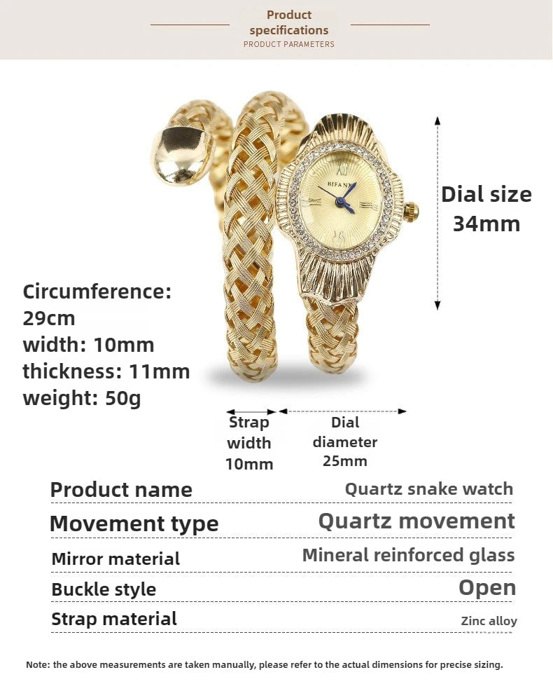 Fashion Diamond Snake Shape Wristwatch