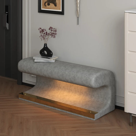 Velvet Padded Storage Bench With Buttons