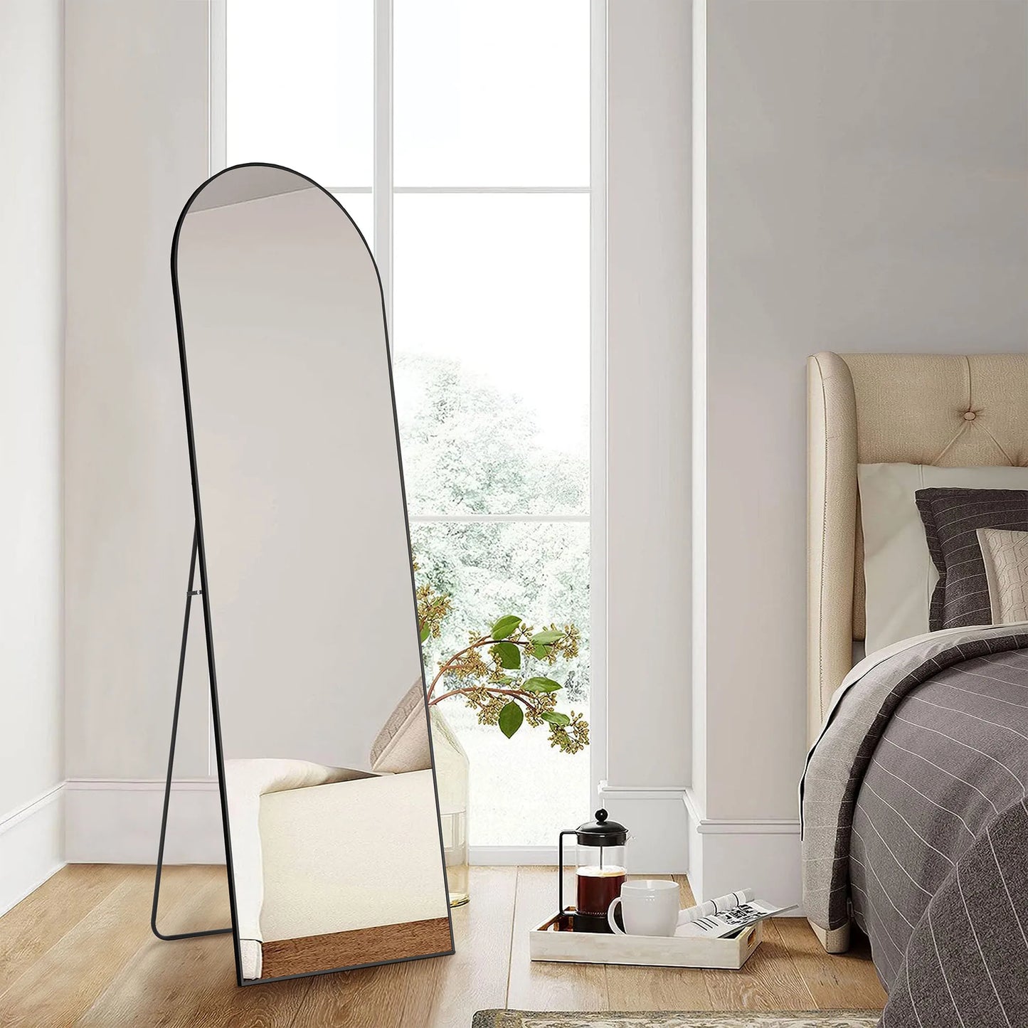 Full Length Arched Right Angle Mirror with Stand