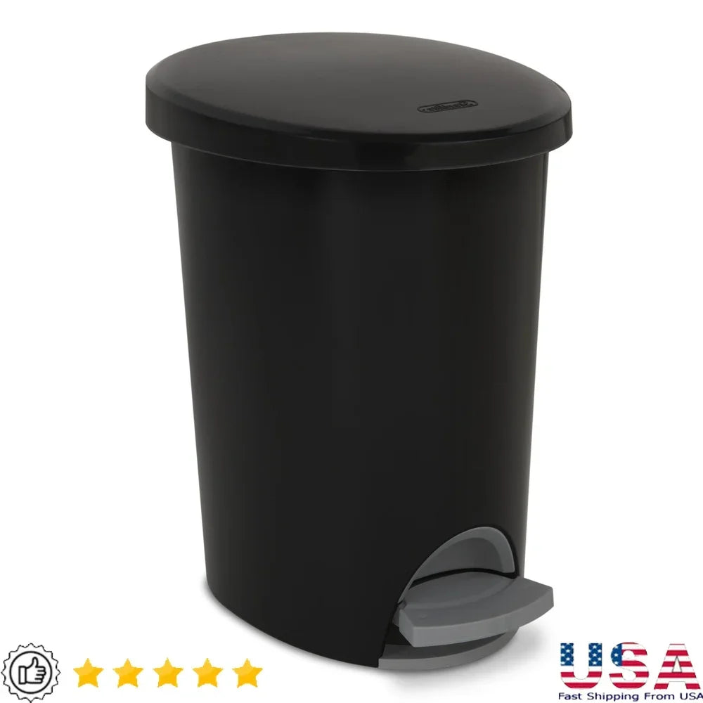 Hands-Free Step-On Trash Can Plastic