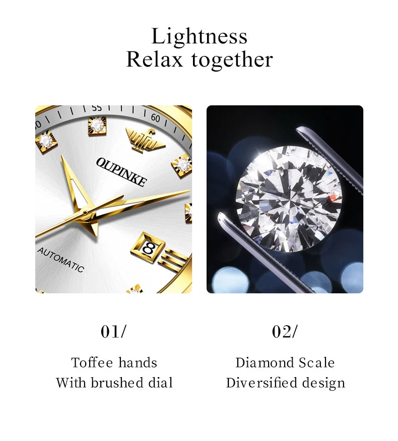 Original  Swiss Automatic Mechanical Watch  Real Diamond Sapphire