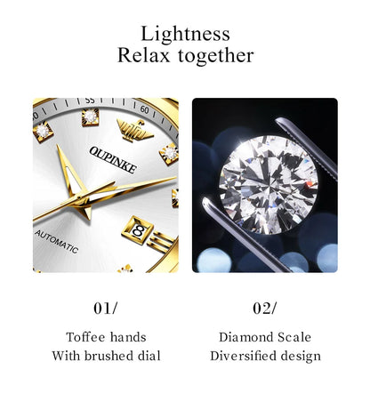 Original  Swiss Automatic Mechanical Watch  Real Diamond Sapphire