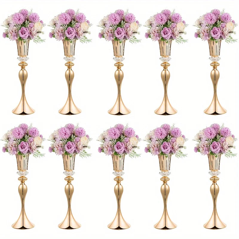 Set of 2/10 Crystal Flower Stands, Metal Centerpiece for Decoration,  & Christmas  Party
