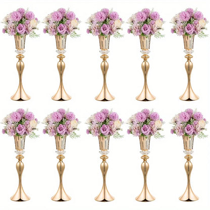 Set of 2/10 Crystal Flower Stands, Metal Centerpiece for Decoration,  & Christmas  Party