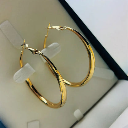 Women's Gold Color Large Hoop Earrings (one Pair)