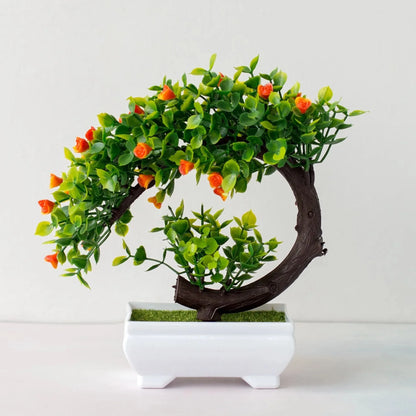 Artificial Bonsai Simulated Tree Fake Flowers