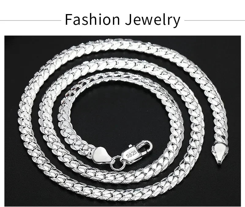 18K Gold Full Sideways Chain Necklace For Woman