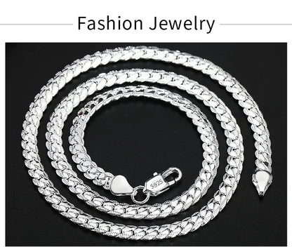 18K Gold Full Sideways Chain Necklace For Woman