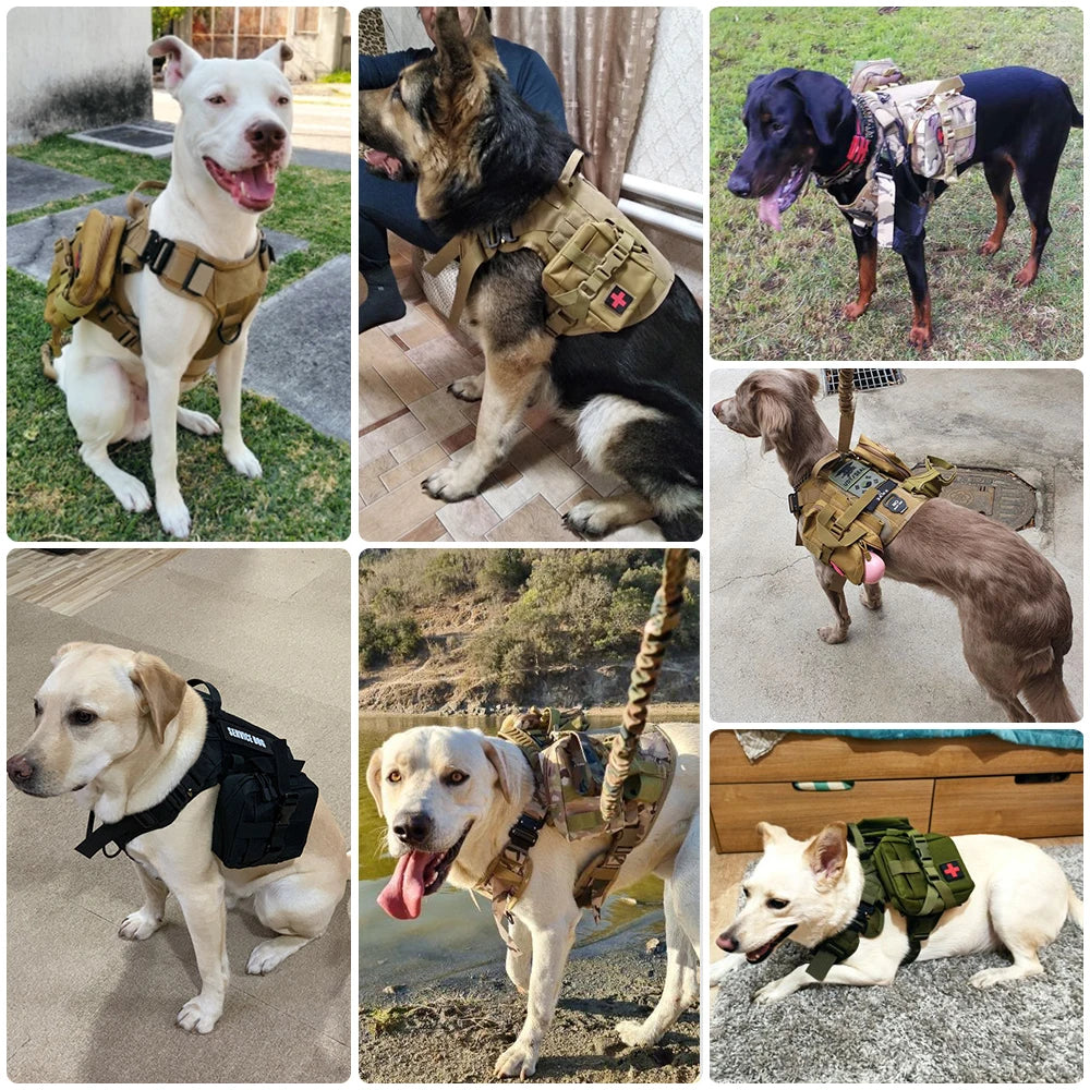 Tactical Dog Harness Collar Leash For Medium Large Dogs