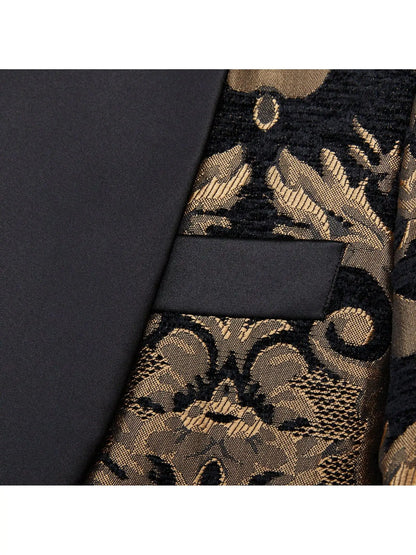 Flower Suit Jacket 1 Button Paisley Tuxedo
