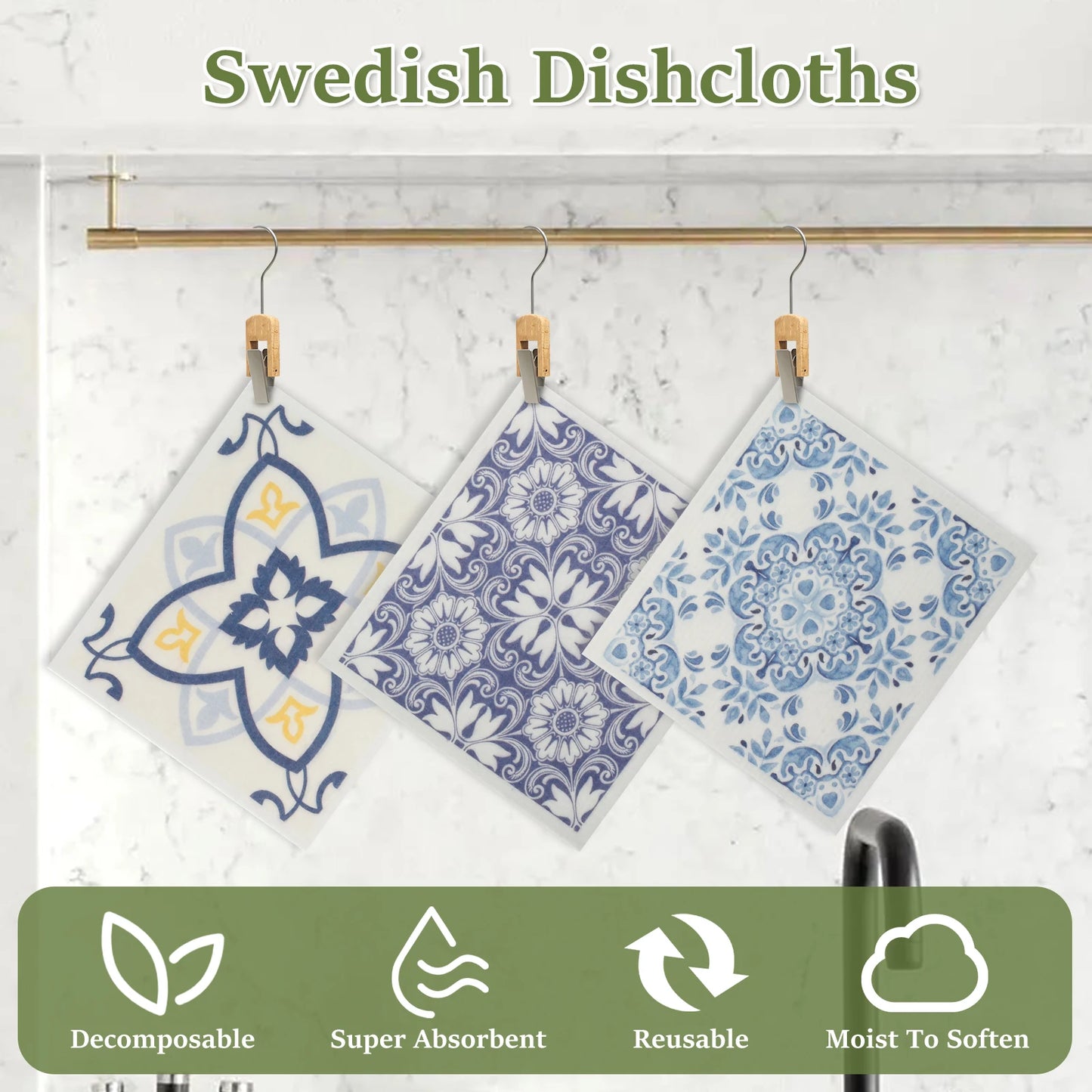 5/6/12PCS Kitchen Dish Towels Absorbent Swedish Dishcloths