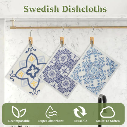 5/6/12PCS Kitchen Dish Towels Absorbent Swedish Dishcloths