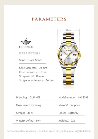 Original  Swiss Automatic Mechanical Watch  Real Diamond Sapphire