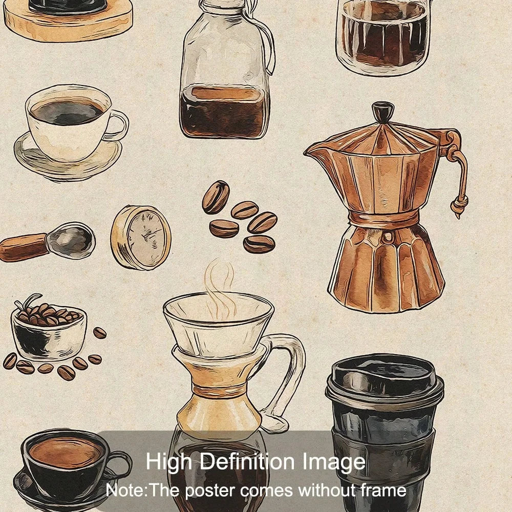 Unframed/Framed Coffee Chart Rustic Canvas Poster