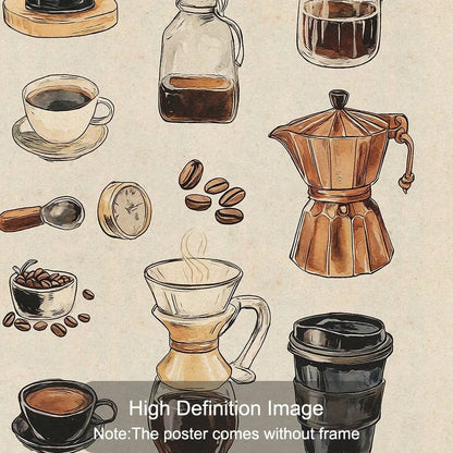 Unframed/Framed Coffee Chart Rustic Canvas Poster