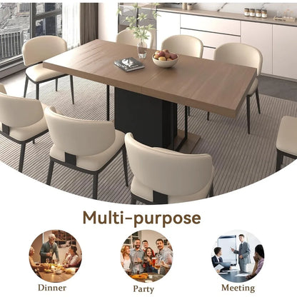 Extendable Dining Room Wooden Table for 6 8 10, 78.74"