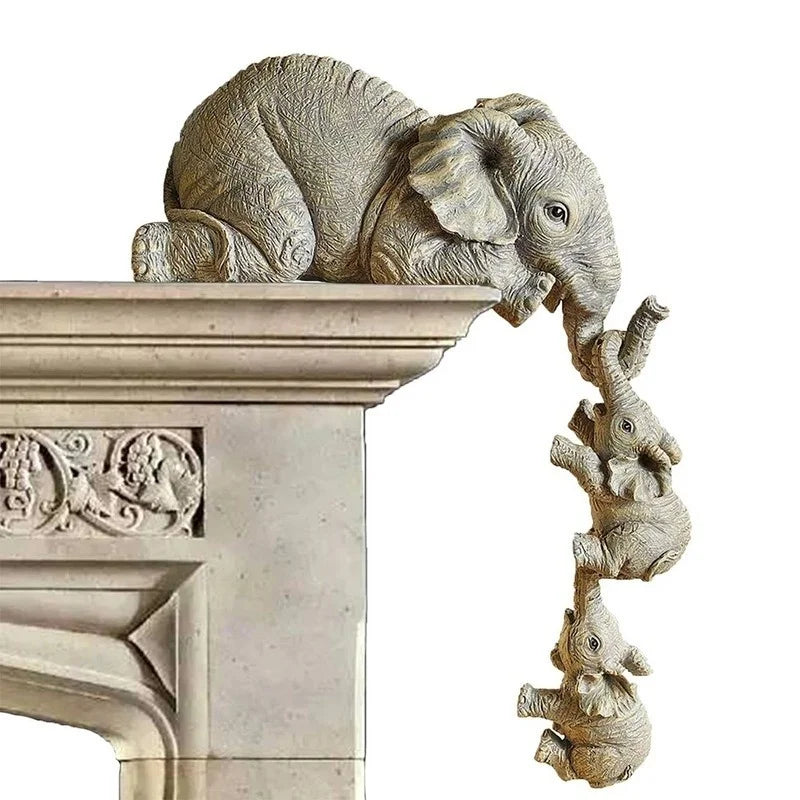 3pcs/set Cute Elephant Figurines Elephant Holding Baby