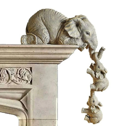 3pcs/set Cute Elephant Figurines Elephant Holding Baby