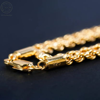 18K Gold plated 2.8MM Twisted Rope Twist Electroplating Necklace