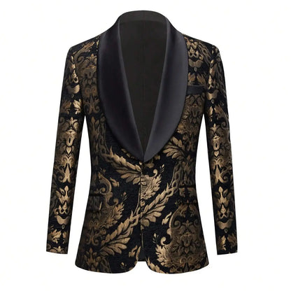 Flower Suit Jacket 1 Button Paisley Tuxedo