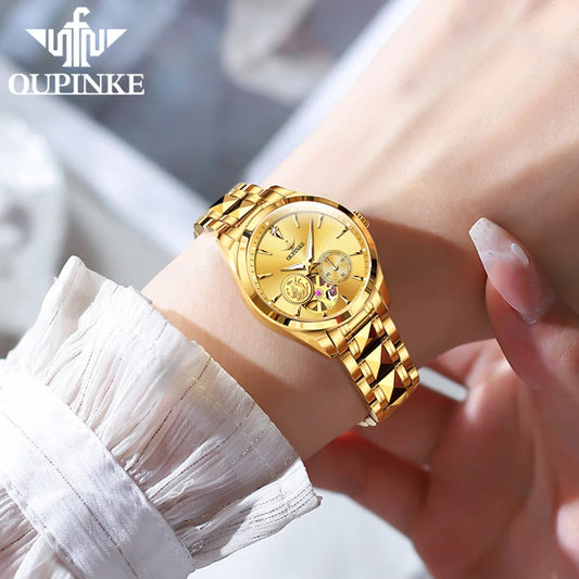 Women Watches Tungsten Steel Strip Real Gold Real Diamond
