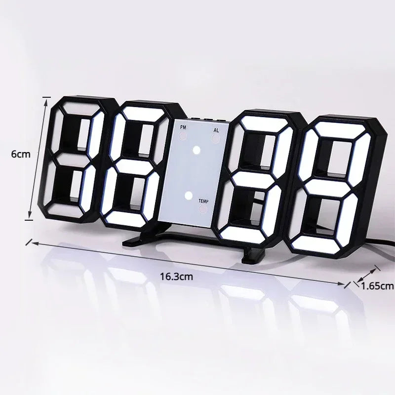 3D LED Digital Clock Wall Decoration Glow Night