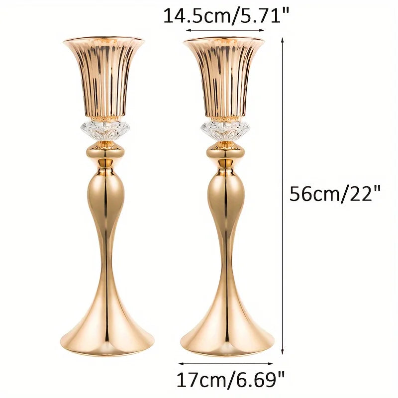 Set of 2/10 Crystal Flower Stands, Metal Centerpiece for Decoration,  & Christmas  Party