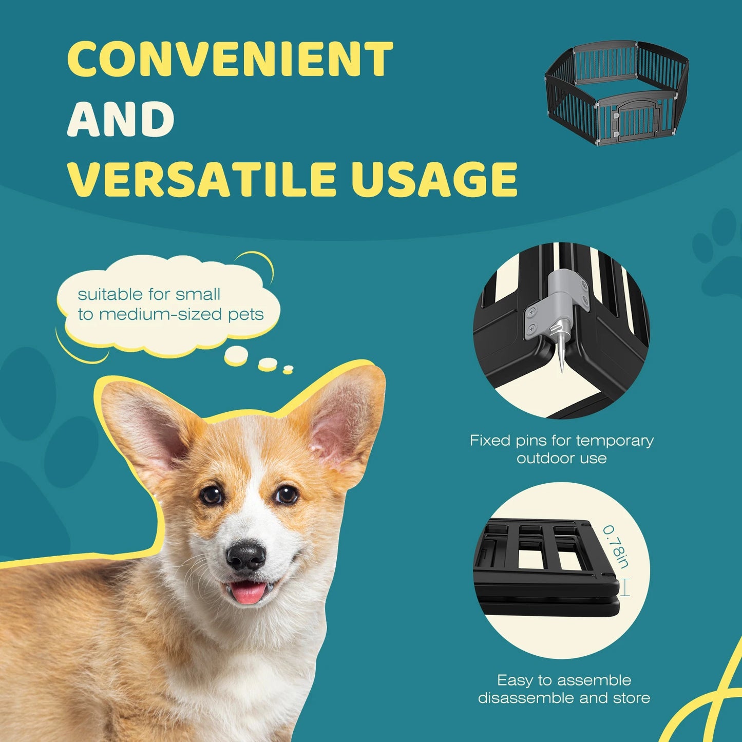 Playpen 6 Panel 24IN Expandable Durable Pet Fence for Medium Dogs