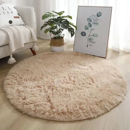 Super Soft Plush Round Rug Fluffy White  Pile Carpet