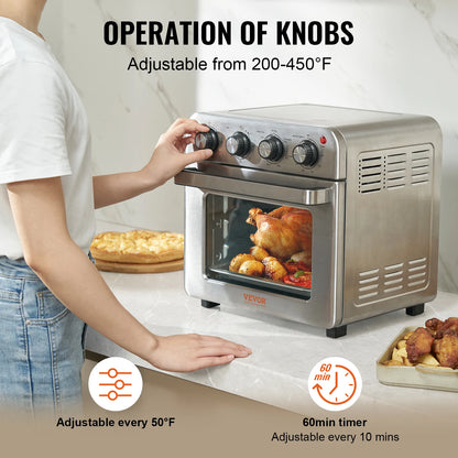 18L 1700W Air Fryer Toaster Oven Stainless Steel